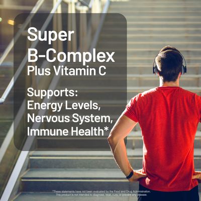 NatureWise Super Vitamin B Complex for Women and Men - with Vitamin C, Folic Acid Biotin B1 B2 B3 B6 B12 - Support Cellular Energy Mental Clarity - Vegan, Gluten Dairy Free, Non-GMO - 60 Tablets