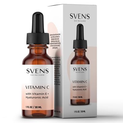 Svens Skincare Vitamin C Serum - Anti Aging Face Skin Serum with Hyaluronic Acid, Vitamin E, Aloe - Brightening Serum for Dark Spots, Even Skin Tone, Eye Area, Fine Lines Wrinkles, 1 Fl Oz