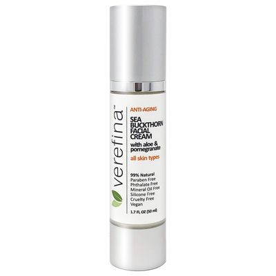 Verefina Sea Buckthorn Anti-Aging Facial Cream 99 Natural Paraben Free Pthalate Free Mineral Oil Free Silicone Free Cruelty Free Vegan 1.7 oz All Skin Types For Sensitive Skin