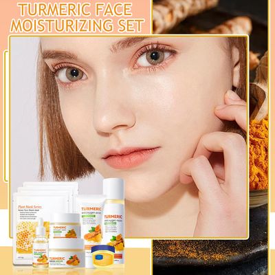 Turmeric Skin Care Set,Facial Kit with Facial Cleanser,Toner,Eye Cream,Face Serum,Honey Lip Balm,Face Cream,Lotion 3PCS Honey Mask,Travel Skincare Kit for Women (9PCS)