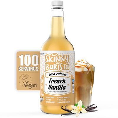 Skinny Food Co French Vanilla Coffee Syrup - Sugar Free 33 Fl Oz - Zero Calorie Coffee Syrup For Coffee, Tea, Hot Chocolate, Fruit, Protein Drinks - Vegan-Friendly, Gluten-Free Fat-Free