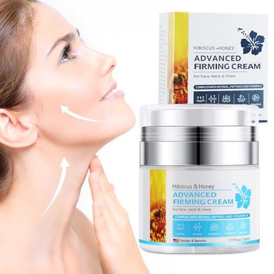 Lucoss 50ml Neck Firming Cream, Hibiscus Honey Neck Creams for Tightening and Firming, Anti-Wrinkle Firming Cream for Neck and Face, Moisturizing Hydrating with Collagen Retinol, Peptide