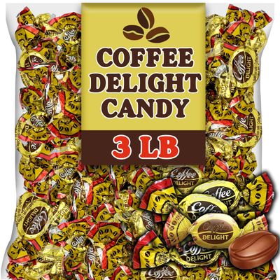 Coffee Candy Bulk, 3 Lb Coffe Delight Hard Coffee Candy, Made with Real Colombian Coffee, Individually Wrapped Coffee Flavored Candy Snack, Gluten Free Coffee Treat for Office