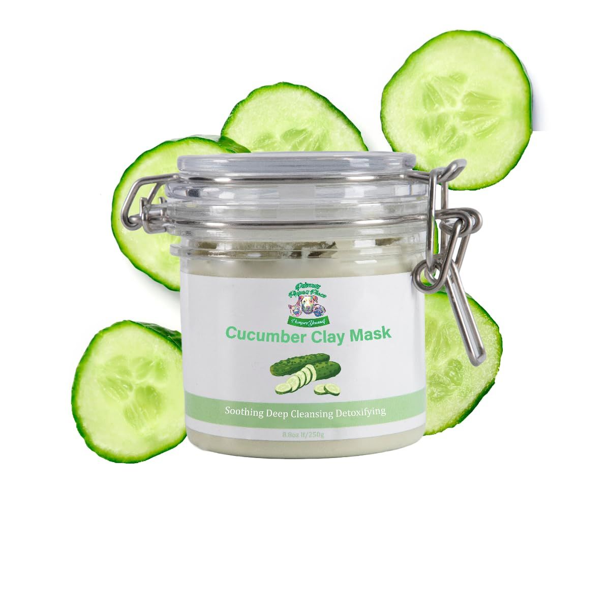 Princess Pippa&#39;s Place Cucumber Kaolin Clay Mask- Moisturizing Cucumber Mask for Face Pore Reducing Deep Cleansing-Detoxifying Clay Face Mask- Anti Aging Acne Mask Treatment (8.8 Oz)