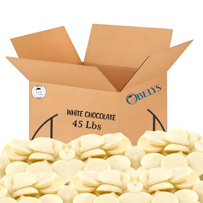 Obelys White Chocolate Melting Wafers - 45 Pounds Bulk Chocolate Melts Perfect for Candy Making, Baking, and Chocolate Molds