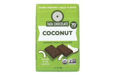 Taza Chocolate Organic Amaze Bar 70 Stone Ground, Coconut, 2.5 Ounce (1 Count), Vegan