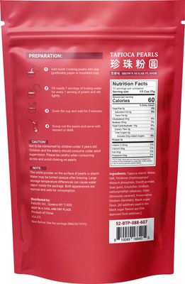 52USA Boba Tapioca Pearl, Black Sugar Flavor, Fresh Bubble Tea Pearl, 8.8 Oz (250 g), Black Tapioca Pearl For Bubble Tea, Ready in 5 Minutes (Pack of 1)