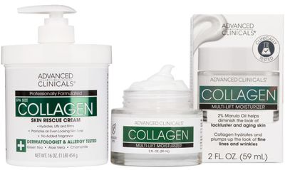 Advanced Clinicals Collagen Cream WHyaluronic Acid Face Moisturizer Collagen Body Cream 2pc Skincare Set For Women Men To Reduce Appearance Of Wrinkles, Fine Lines, Uneven Skin Tone, 2pc Set