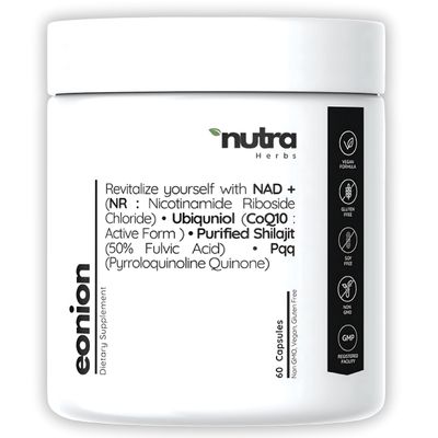 NutraHerbs - NAD CoQ10 PQQ and Shilajit -Superior Bioavailable - Cellular Longevity, Mitochondrial Energy, Heart Brain and Healthy Aging - Nicotinamide Riboside, Ubiquinol - 60 Days Vegan Supply