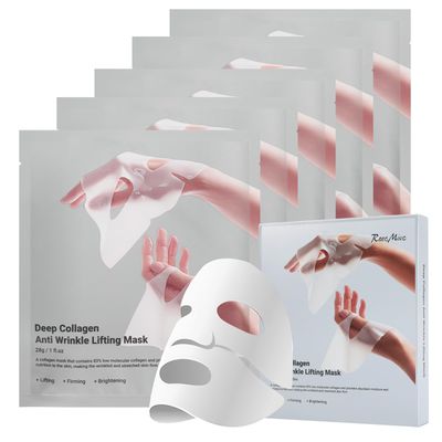 DATANSUN 5 pcs Collagen Face Mask, Collagen Mask Overnight Deep Hydration Lifting Anti-Wrinkle Collagen Mask with Low Molecular Weight Collagen