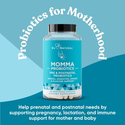 Momma Prenatal Probiotics Mom Baby - Gut and Digestive Postpartum, Nursing, Morning Sickness Pregnancy Relief - 18 Clinically Proven Strains, 14 Billion CFU, Prebiotic - 30 Mini Vegan Capsules