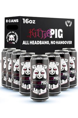 KittiePIG Non Alcoholic Beer, Brutal Berry Blonde Beer, 16 Oz, 8 Pack, Non Alcoholic Drinks, Low Carb, Low Calorie Light Craft Beer, Berry Flavor Followed by a Hint of Hops