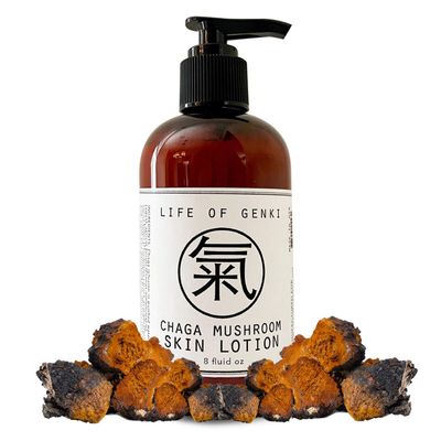 life of genki USA Made Vegan all Natural Chaga Mushroom skin lotion cream Moisturizing skin cream apricot kernel oil