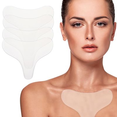 prypug 4 Pcs Silicone Chest Wrinkle Patches, Extra Large Reusable Anti-Aging Pads, Chest Patch for Deep Fine Line Wrinkle Treatment, Overnight Medical Grade Wrinkle Pad for Women, Skin Hydration