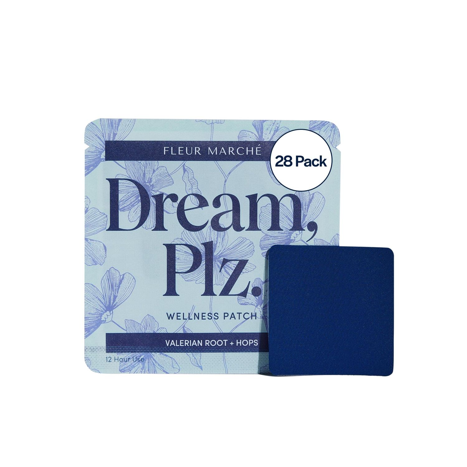 Fleur Marche Dream, Plz Botanical Sleep Patch - Better ZZZ&#39;s with Valerian Root, L-Theanine, Lavender Oil Hops - Natural Sedative - Highly Bioavailable - 28 Patches
