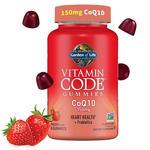 CoQ10 Gummies 150 mg, Coenzyme Q10 for Heart Health, Energy Production Healthy Aging Prebiotics Probiotics for Digestion, Vitamin Code Non-GMO, Gluten-Free, 60 Strawberry Gummies, 30 Day Supply