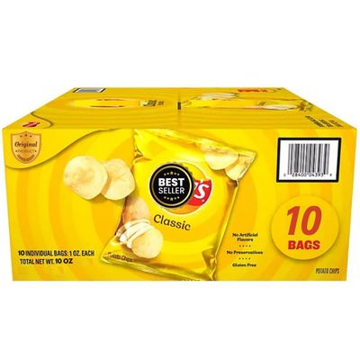 Layz Classic Potato Chips - Potato Chips Individual Bags Bulk 1 Oz., 10 Pk. (Deinum Trademark Spoon Included)