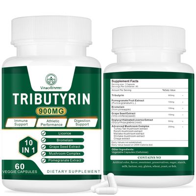 VITACRLLYNMN Tributyrin Supplement - Butyrate Precursor for Gut Barrier Support, Leaky Gut Support, Digestion 60 Count