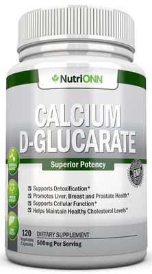 Calcium D-Glucarate - 500mg - 120 Vegetable Capsules - Superior Potency to Support Cleansing Processes, Estrogen Metabolism Hormonal Balance - Helps with Prostate, Breast Colon Health