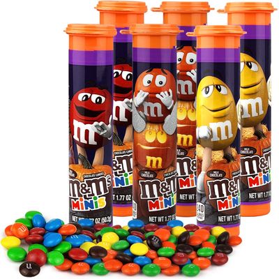 MM Minis Milk Halloween Chocolate Candy Spooky Edition - Sweet Milk Peanut Chocolate Halloween Mini MMs Bulk Tubes Encased in Vibrant Candy Shell Colors - Melt in Your Mouth Snacks for Kids - 6 Pack