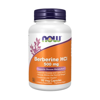 NOW Supplements, Berberine HCL 500 mg, Supports Glucose Metabolism, 90 Veg Capsules