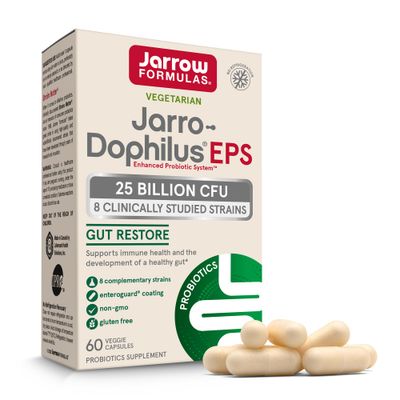 Jarrow Formulas Probiotics for Women and Men Digestive Health - Probiotic Nutritional Supplements, Gut Health, 25 Billion CFU, Jarro-Dophilus, 60 Capsules, 60 Day Supply