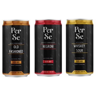 Per Se Premium Cocktail Classics Mixed Variety Pack- Negroni, Old Fashioned, and Whiskey Sour Mocktails - Alcohol Free Non Carbonated Craft Cocktail (6 Pack)