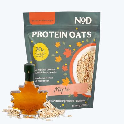 Nod Foods Maple Protein Oats - 20g Plant-Based Protein, All-Natural, Vegan, Gluten-Free, No Artificial Sweeteners - Healthy Breakfast