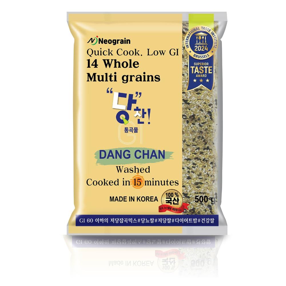 Neograin Multigrain Rice, 14 Grains, Low GI Under 60, Quick Cook, Low Calorie, Low Sugar, 500g (17.6 oz), Made in Korea