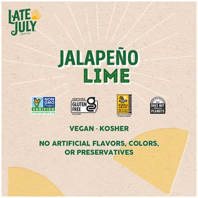Late July Snacks, Jalape o Lime Tortilla Chips, 7.8-oz. Bag (Pack of 12)