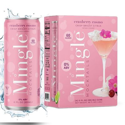 Mingle Mocktails Cranberry Cosmo, Premium Non-Alcoholic Drinks, Tangy and Sweet Pre-Mixed Drinks, Healthy Alternatives, Canned Mocktails, 12 fl. oz. Cans, Pack of 12