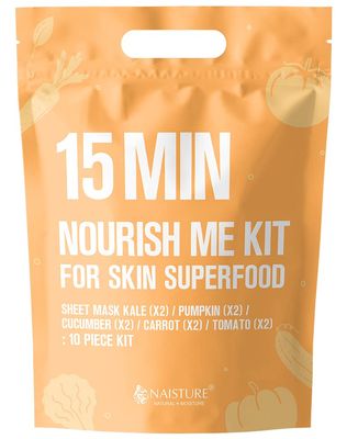 15 Min Nourish Me Kit by Naisture - Korean Spa Kit for Women with Kale, Pumpkin, Cucumber, Carrot, and Tomato Face Masks