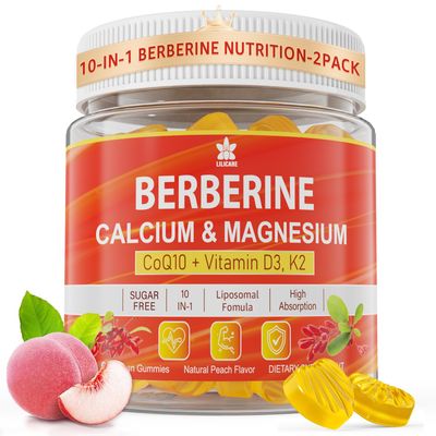 LILICARE Berberine Supplement Gummies Sugar Free, Extra Absorption with Liposomal Berberine Berberine HCI, Calcium, Magnesium, AMPK Activitor for Sugar Level, Immune, Energy, Metabolism -Pack of 2