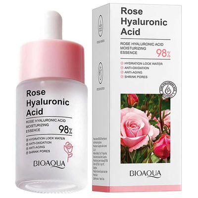 BIOAQUA Face Rose Hyaluronic Acid 98 Moisturizing Essence Facial Serum Hydration Shrink Pores Anti-Oxidation Nourishes 30ml 1fl.oz