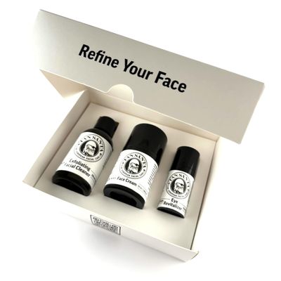 Tan Santa European Facial Care Set For Men - Face Cream, Eye Revitalizer, Exfoliating Facial Cleanser