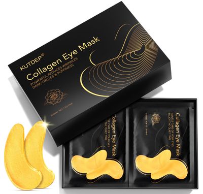 Under Eye Patches, 30 Pairs Gold Collagen Eye Gels Mask, Reduce Dark Circles, Wrinkles Puffy Bags, Anti-aging Moisturizing Eye Mask by KUTDEP
