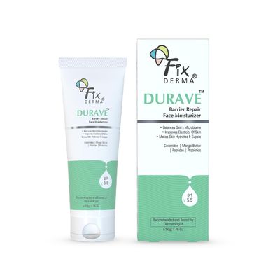 FIXDERMA Durave Ceramide Moisturizer for Face with Peptide Mango Butter Barrier Repair Moisturizer Face Moisturizer for Women Men For All Skin Type - 50gm