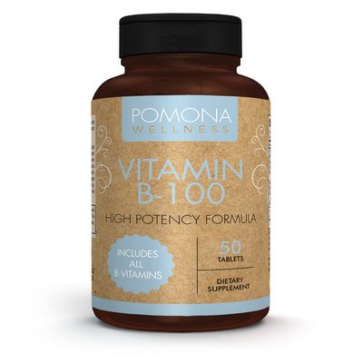 Pomona Wellness Vitamin B Complex Supplement with Folic Acid, High Potency Multivitamin, All 10 B Vitamins Including B12, Supports Energy Levels, Heart Health, Non-GMO, 50 Tablets