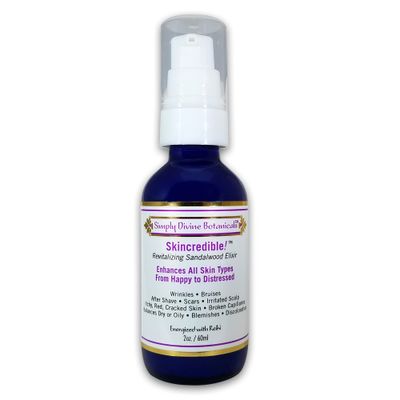 Simply Divine Botanicals Skincredible Sandalwood Revitalizing Anti-Aging Elixir for Fine Lines and Wrinkles, Discoloration, Rosacea, Blemishes, 2 oz