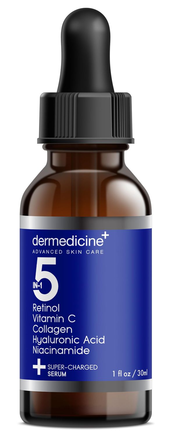 5 in 1 Potent Face Serum with Retinol, Vitamin C, Collagen, Hyaluronic Acid, Niacinamide May Help Improve Appearance of Fine Lines and Reduce Appearance of Dark Spots 1 fl oz 30 ml
