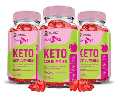 (3 Pack) Fast Track Keto ACV Gummies Advanced Formula 1000MG Fasttrack Keto Gummies Apple Cider Vinegar Formulated with Pomegranate Beet Juice Powder B12 Vegan Non GMO 180 Gummys