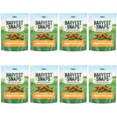 Harvest Snaps Veggie Chips (Mango Chile Lime Snack Crisps) Powered by Plant Protein, Gluten Free, Non-GMO Baked Vegetable Crisps Made in USA (8 Snack Packs)