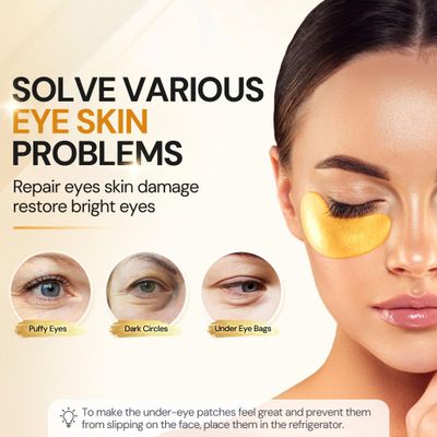 Under Eye Patches, 30 Pairs Gold Collagen Eye Gels Mask, Reduce Dark Circles, Wrinkles Puffy Bags, Anti-aging Moisturizing Eye Mask by KUTDEP