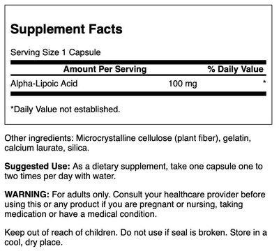 Swanson Alpha Lipoic Acid - Natural Supplement Supporting Healthy Blood Pressure Levels Already Within a Normal Range - Promotes Carbohydrate Metabolism - (120 Capsules, 100mg Each)