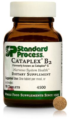 Standard Process Inc. Cataplex B2 - Whole Food Nervous System Supplements, Metabolism, Brain Supplement and Liver Support with Calcium Lactate, Riboflavin, Wheat Germ, Choline - 90 Tablets