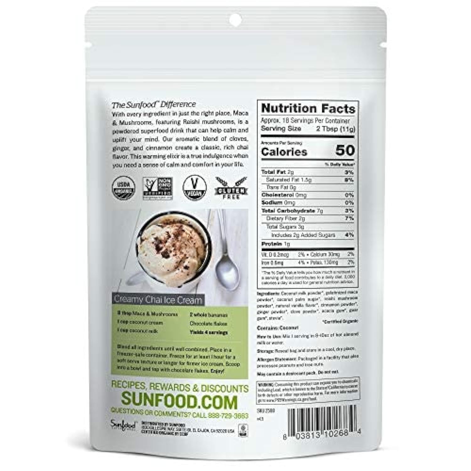 Sunfood Maca Mushrooms, Organic 7 oz