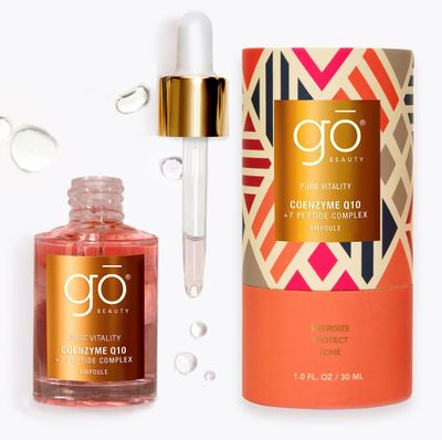 Go Beauty Longevity CoQ10, Daily Antioxidant Defense Serum - A Super Food for Skin, Boost Skin Health, Anti-Aging, Sun Damage, Sagging Skin - with 7 Peptides Vitamin B3 - Pure Vitality, 1 fl. Oz