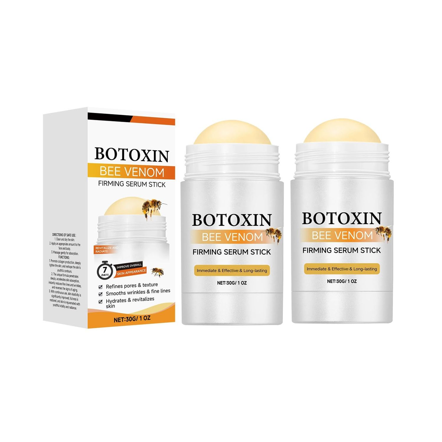 Botox Bee Venom Firming Serum Stick, Bee Venom Wrinkle Removal Serum Stick, Firming Wrinkle-Reducing Cream, Hydrates Nourishes Skin Firming Cream For Face and Body. 30g 2pcs