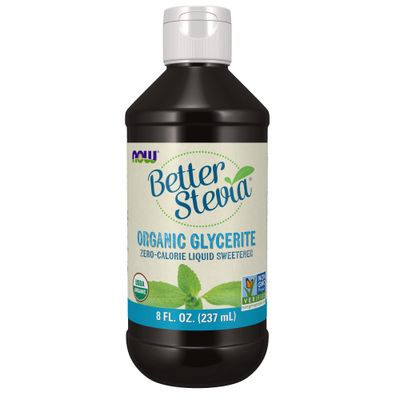 NOW Foods BetterStevia Organic Glycerite Zero-Calorie Liquid Sweetener Keto Friendly, Suitable for Diabetics, No Erythritol, 8-Ounce