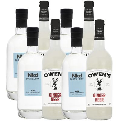 Nkd Distillery Gin Alternative Premium Non-Alcoholic Spirit 750 ML Bottles w Owen s Mixers Ginger Beer 750 ML Bottles - Perfect for Mocktails - Made in USA